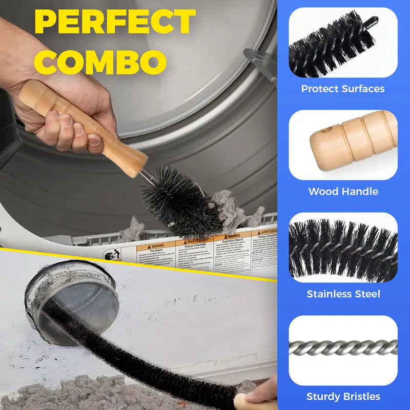 Dryer Vent Cleaner Kit 2 Pieces Vacuum Hose Attachment Lint Brush Universal Quick Lint Remover Deep Cleaning Improve Dryer Efficiency Lower Electric Bills