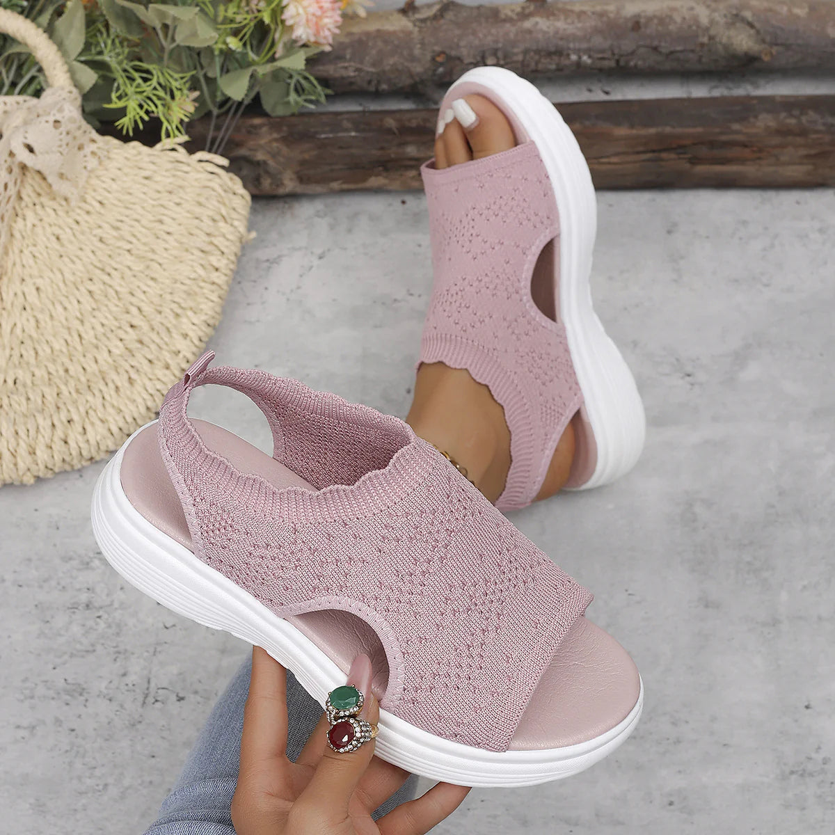 👡 Women's breathable knit wedge sandals – lightweight and comfortable