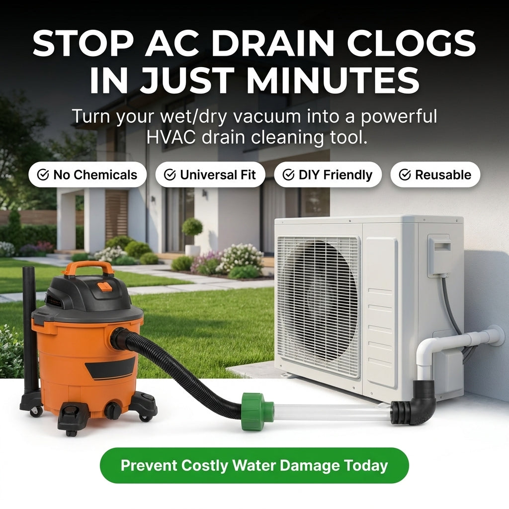 Clear a Clogged AC Drain Line Yourself, Universal Shop-Vac Adapter