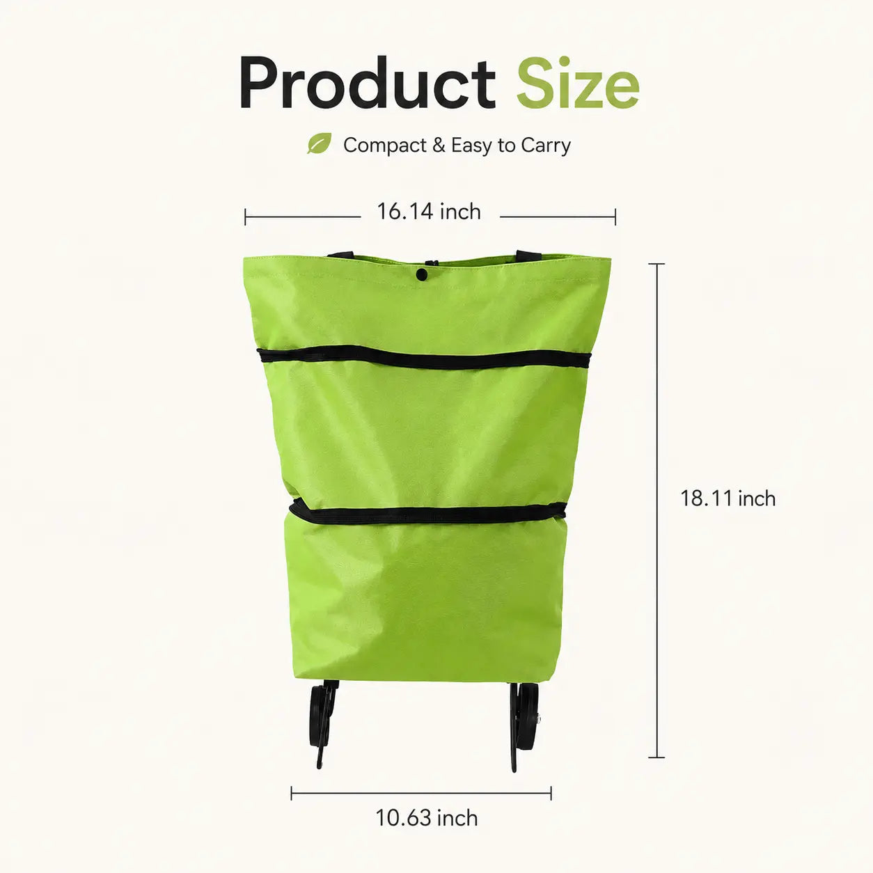 Foldable Shopping Trolley Bag with Wheels, Portable Reusable Grocery Tote, Lightweight Rolling Shopping Cart Bag with Carry Handles