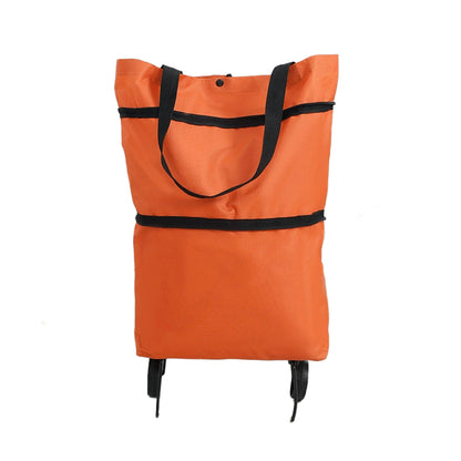 Foldable Shopping Trolley Bag with Wheels, Portable Reusable Grocery Tote, Lightweight Rolling Shopping Cart Bag with Carry Handles