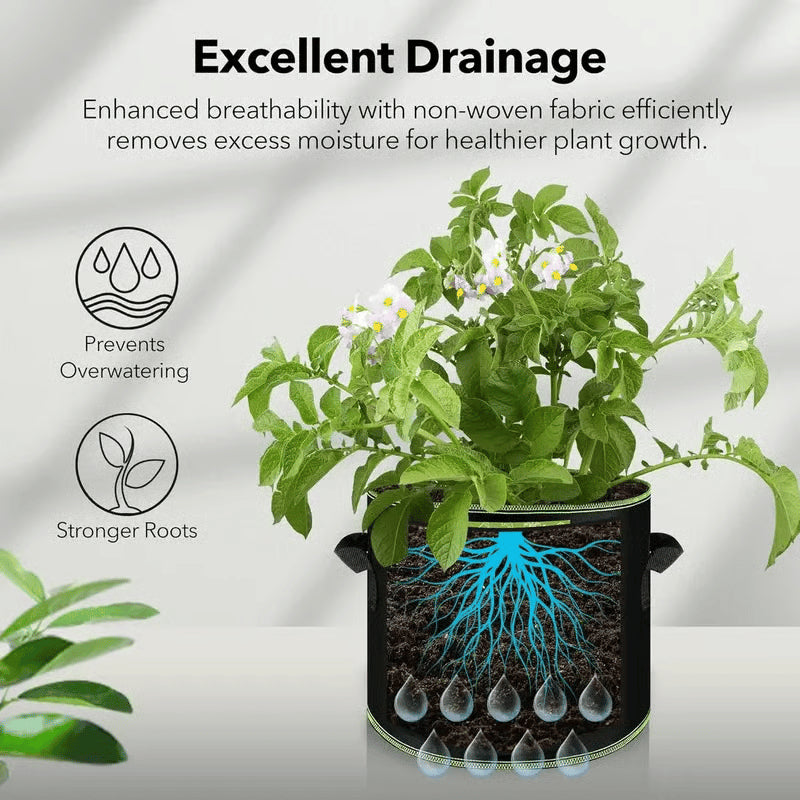 🌱 5-Pack 5 Gallon Grow Bags – Heavy Duty Aeration Fabric Pots with Handles for Vegetables, Flowers & Fruits