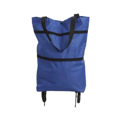 Foldable Shopping Trolley Bag with Wheels, Portable Reusable Grocery Tote, Lightweight Rolling Shopping Cart Bag with Carry Handles