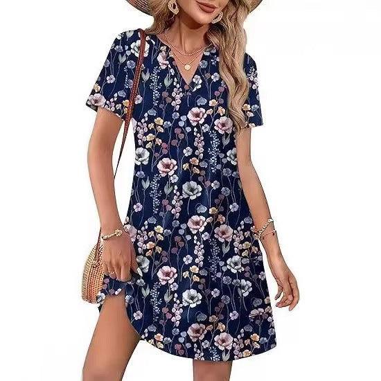 2026！！！ Women's Summer Dress: Casual Summer V-Neck Wedding Guest Dress, Short-Sleeve, Fashionable Beach Vacation Wear👗✨
