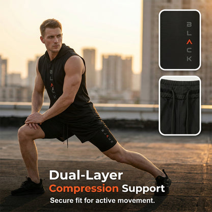🏋️‍50% OFF NOW! 💪 Men’s Sleeveless Hoodie & Shorts Set – Athletic & Casual Fit – Breathable & Quick-Dry 🏋️‍♂️
