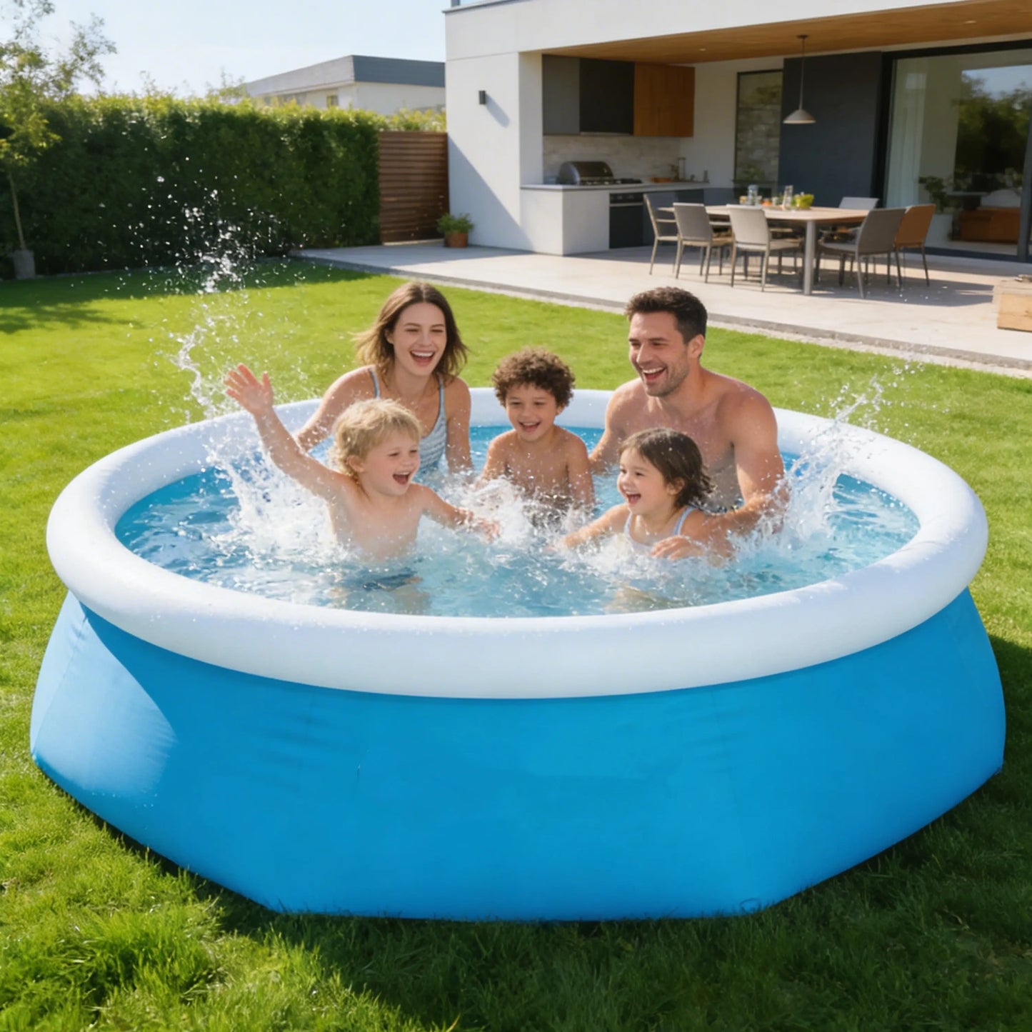 solvantar Family Swimming Pool 6FT 8FT 10FTConstruction Inflatable Patio Garden OutdoorPaddling Pool