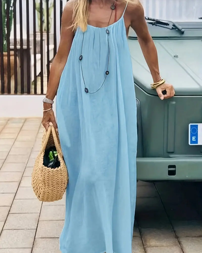 💃LAST DAY SAEL 50% OFF!!✨Women's Solid Color Backless Cami Dress💕