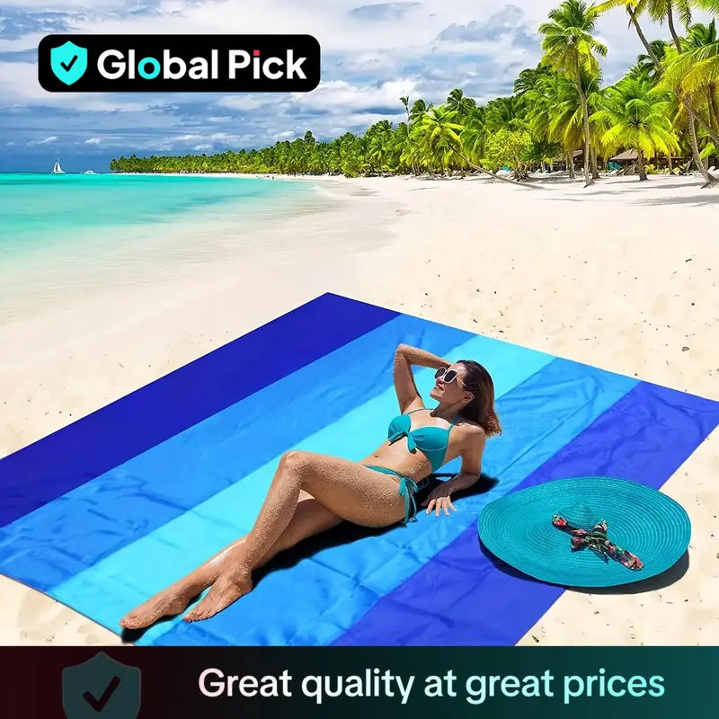 Stripe Pattern Waterproof Beach Blanket, 1 Count Lightweight & Sandproof Picnic Mat for Travel, Camping, Hiking, Stylish Stripe Pattern Outdoor Blanket for Adults, Beach Essentials