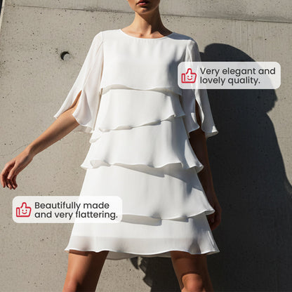 🎁 50% OFF! Women's Elegant Layered Ruffle Sleeve Dress – Effortless Style for Every Occasion 💃