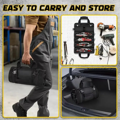 Roll Up Tool Bag with Detachable Tool Pouches Heavy Duty Organizer for Mechanics Electricians Plumbers and Carpenters Foldable Versatile Canvas Garden Tool Bag Backpack Durable, Convenient Tool Pockets, Tool Storage Kit