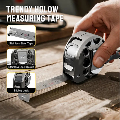 Metal Gauge Tape Measure - 25ft/7.5m Stainless Steel Retractable Ruler with Fraction Markings, Portable Work Tool for Household Woodworking, Tools and Gadgets, Father Gifts