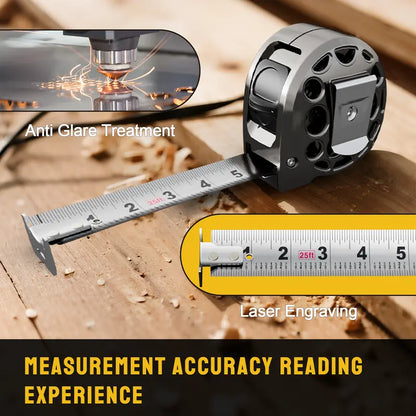 Metal Gauge Tape Measure - 25ft/7.5m Stainless Steel Retractable Ruler with Fraction Markings, Portable Work Tool for Household Woodworking, Tools and Gadgets, Father Gifts