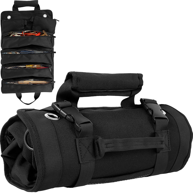 Roll Up Tool Bag with Detachable Tool Pouches Heavy Duty Organizer for Mechanics Electricians Plumbers and Carpenters Foldable Versatile Canvas Garden Tool Bag Backpack Durable, Convenient Tool Pockets, Tool Storage Kit