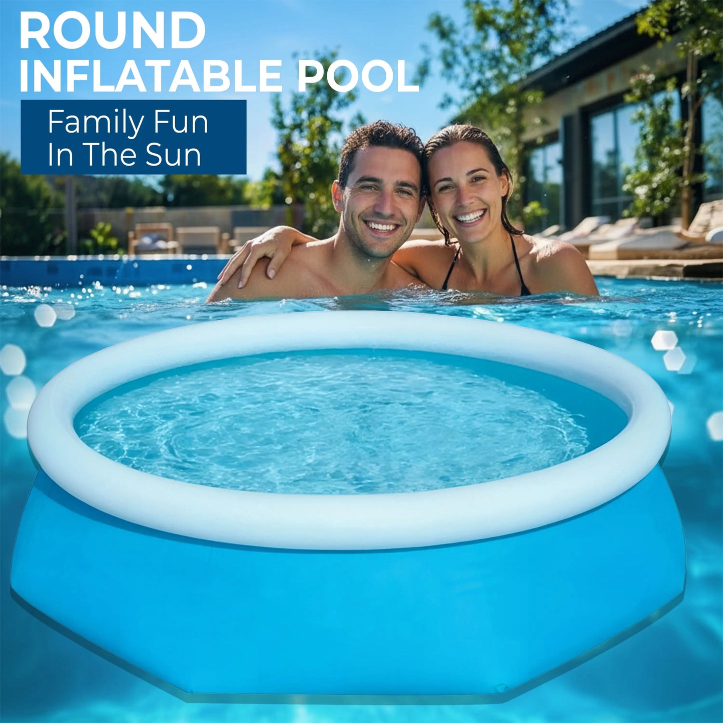 solvantar Family Swimming Pool 6FT 8FT 10FTConstruction Inflatable Patio Garden OutdoorPaddling Pool