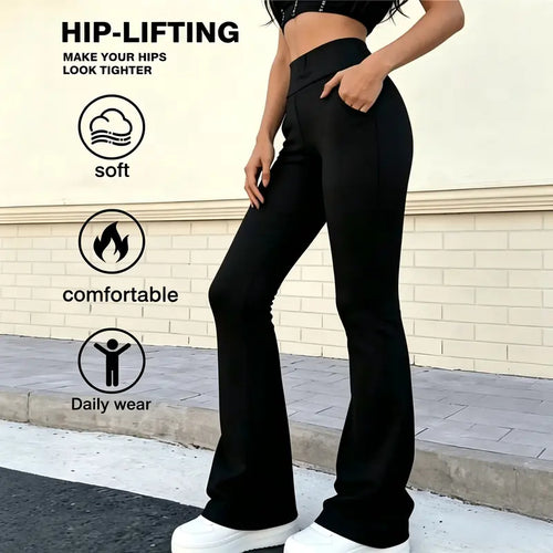 Women's High-Stretch Micro Flare Sweatpants - Soft Elastic Athleisure Gym Clothes, Women's Clothes for Yoga, Flare Leggings summerwins,summerwins