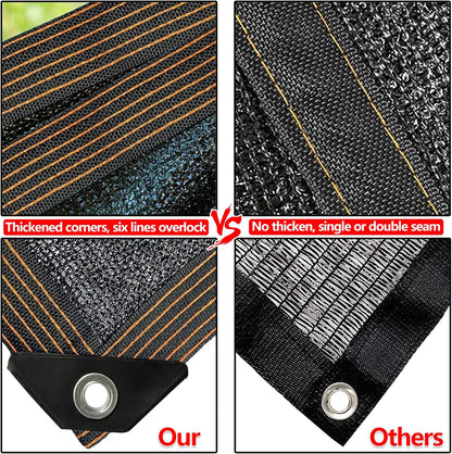 90% Blackout Sun Shade Cloth 10x13ft - Heavy-Duty UV-Resistant Mesh Net with Grommets