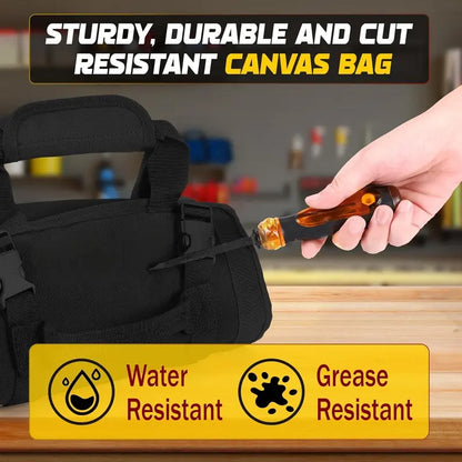 Roll Up Tool Bag with Detachable Tool Pouches Heavy Duty Organizer for Mechanics Electricians Plumbers and Carpenters Foldable Versatile Canvas Garden Tool Bag Backpack Durable, Convenient Tool Pockets, Tool Storage Kit