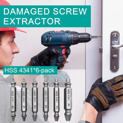 Broken Screw Extractor – 6-Piece Drill Bit Tool Set